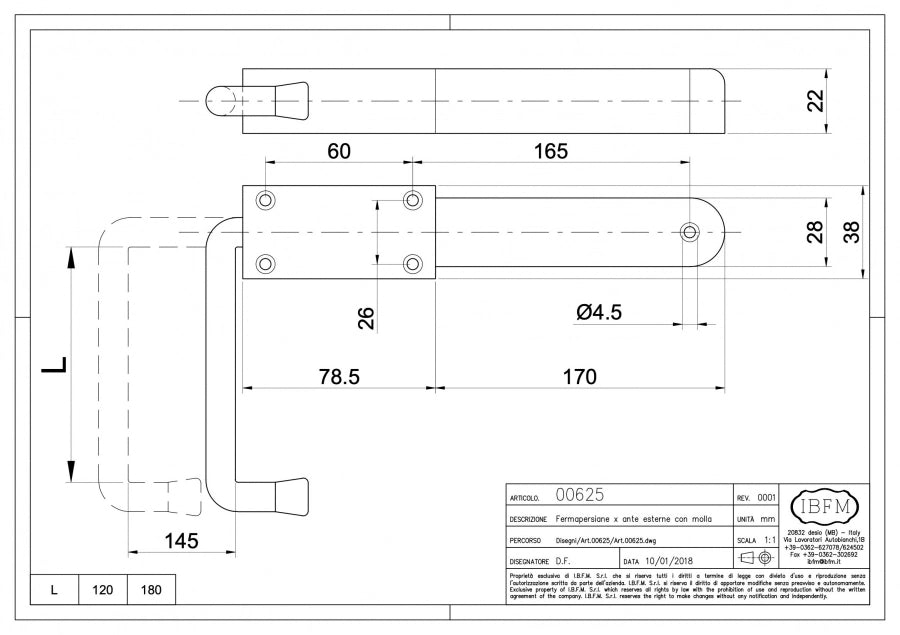 FERMAPERSIANE A MOLLA 625 IBFMPLASTICA NERA S.MM 120