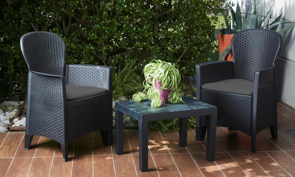 MAURY'S AKITA ANTRACITE SALOTTO DA GIARDINO CON CUSCINI 3 PZ