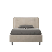 Letto 1 Piazza E Mezzo 110x210 cm con Rete Imbottito in Microfibra Appia Large Sabbia