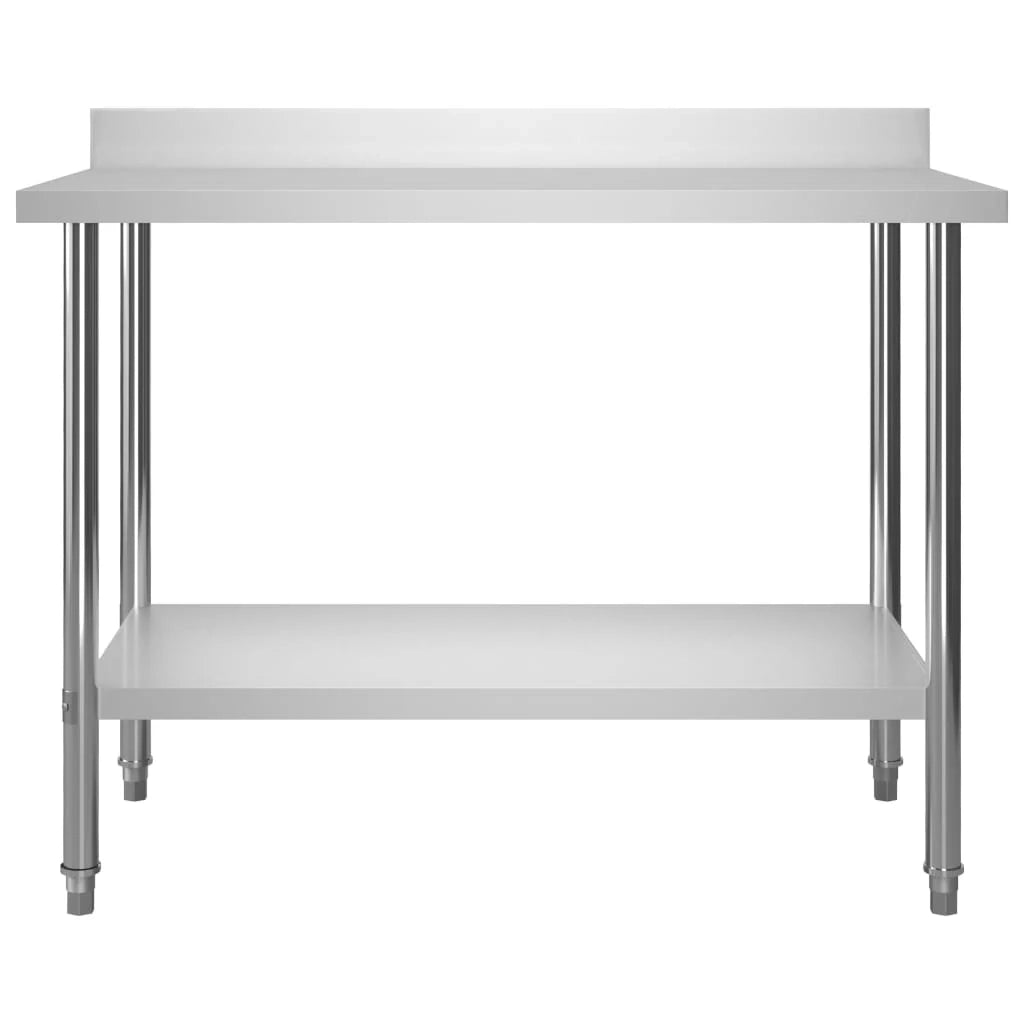 Tavolo da lavoro da cucina con alzatina 120 x 60 x 93 cm acciaio inox 02_0001908