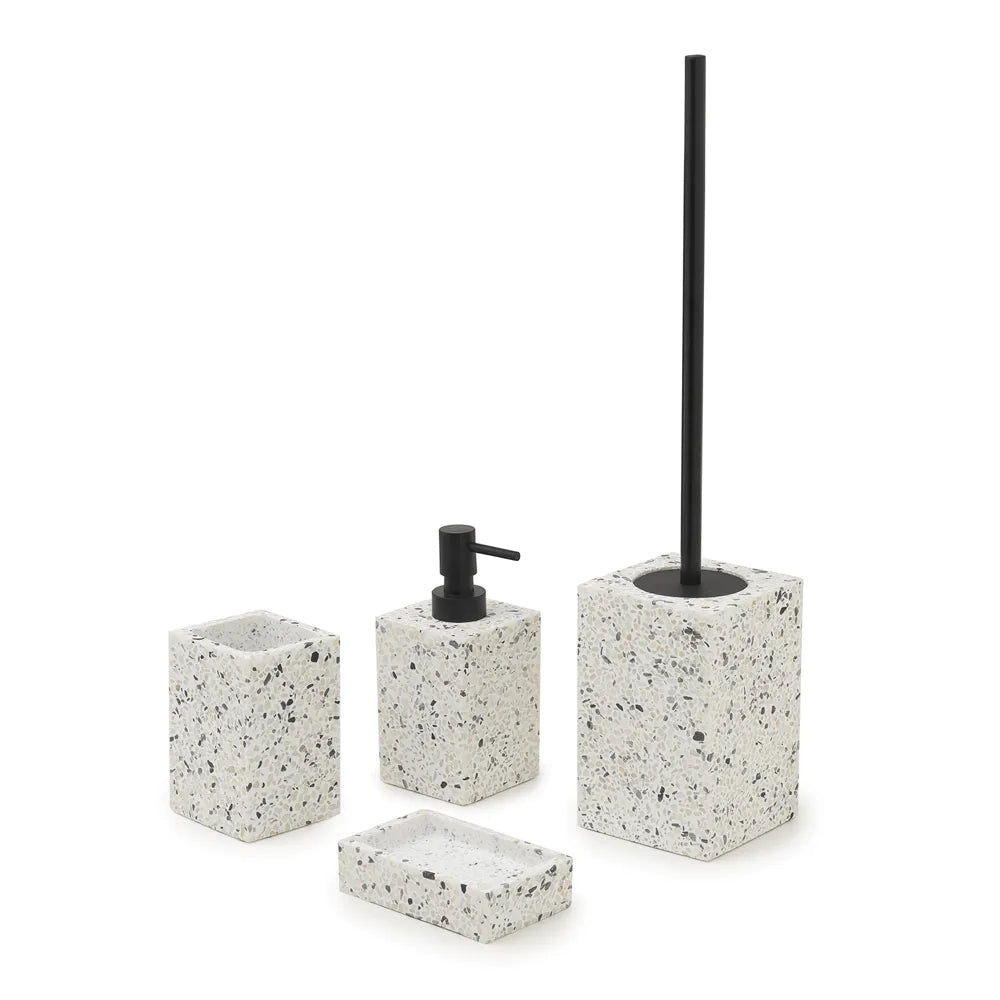 Portascopino Gedy graniglia di marmo bianco e nero | Zoe