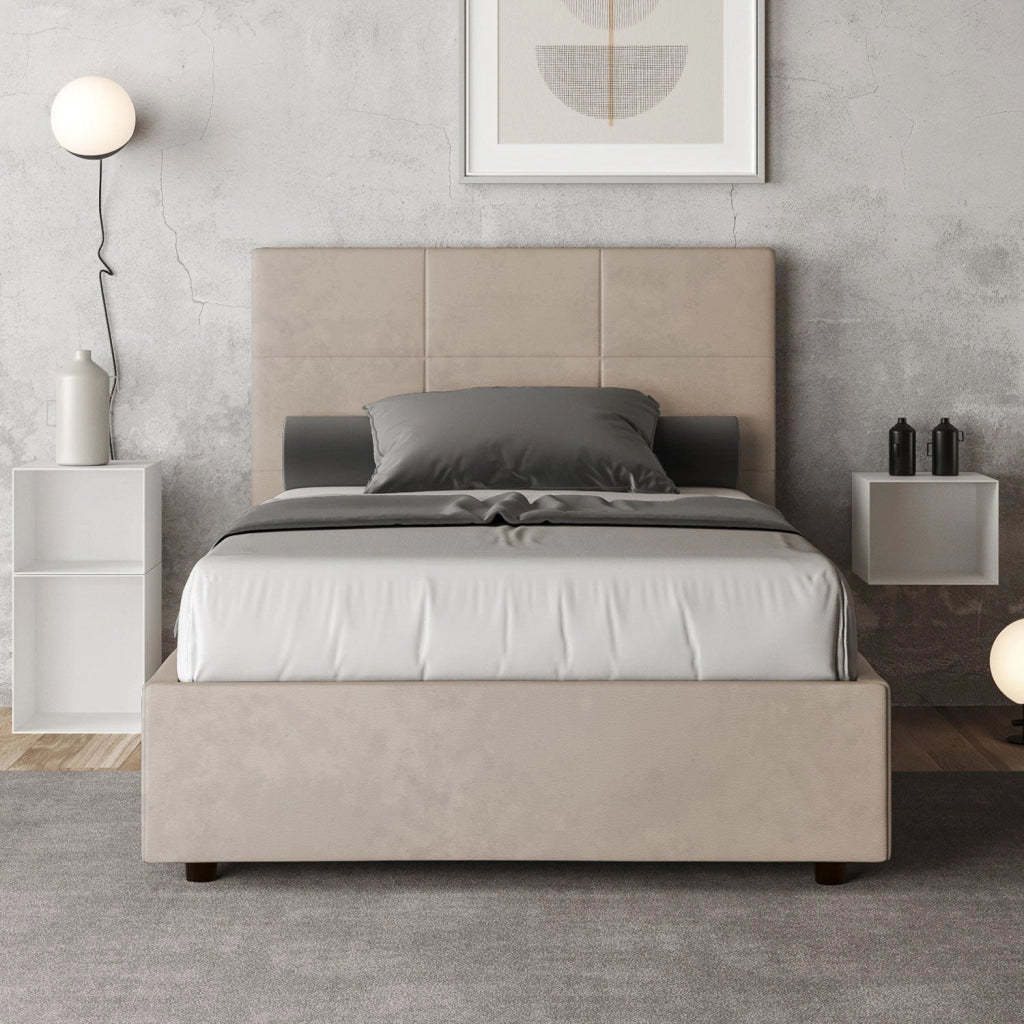 Letto 1 Piazza e Mezzo 120x190 cm Senza Rete Mika Sabbia