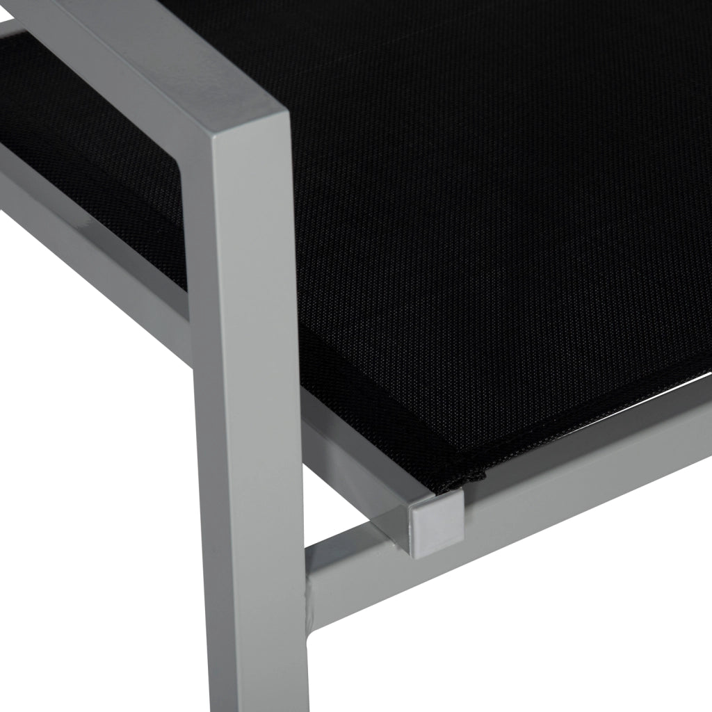 Set di 4 sedie in alluminio grigio - textilene nero