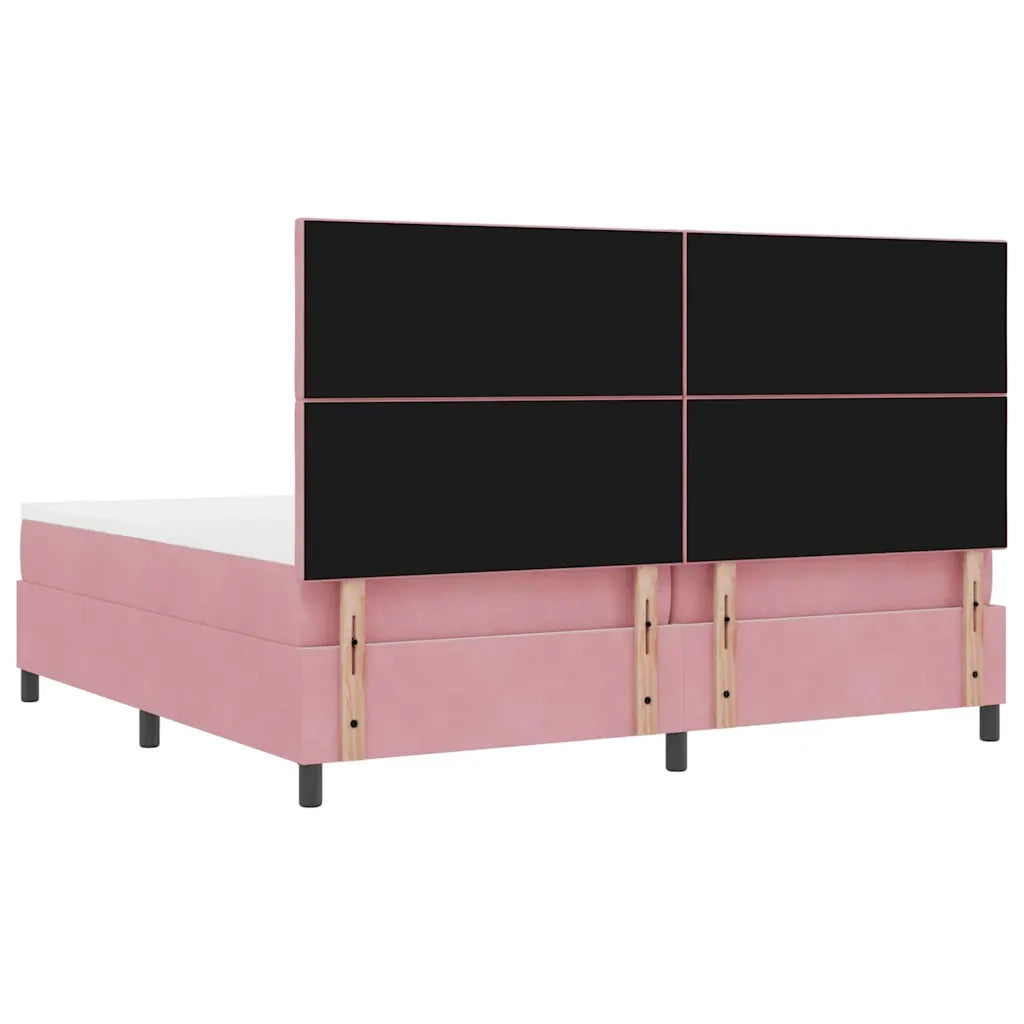 Letto a molle con materasso Rosa 200 x 200 cm Velluto 3339925