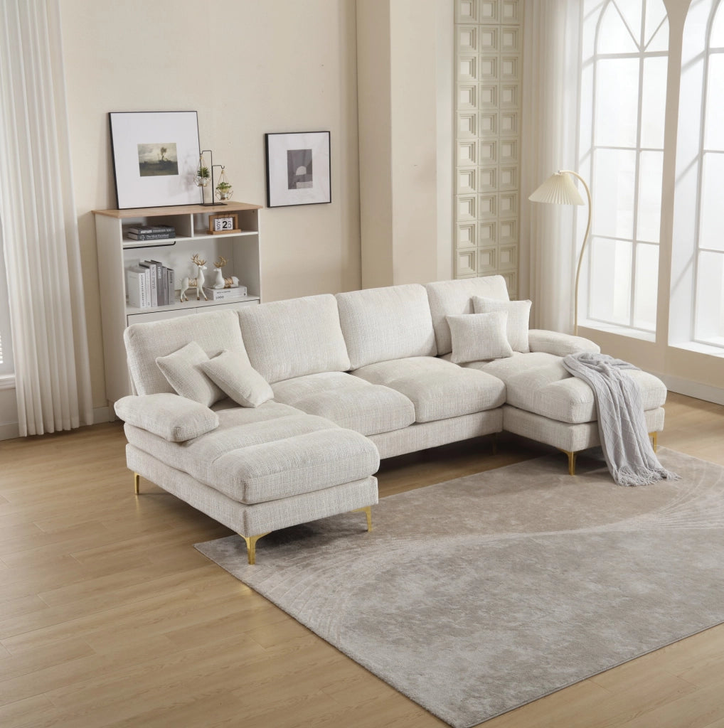 DIVANO U a 2 Chaise 272x136x88 cm Chenille Beige