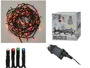 MINILUCCIOLE A LED MULTICOLOR PER ESTERNO CON GIOCO LUCI- - 300 led - mt.5 + 14,95 - 1 blister