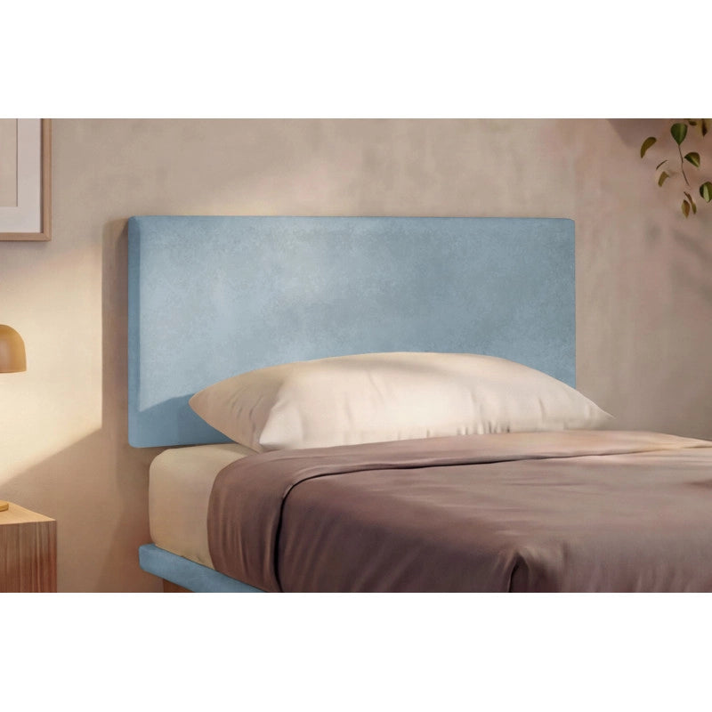 Letto imbottito Singolo 80x200 cm Flat - Con rete,Microfibra,Azzurro