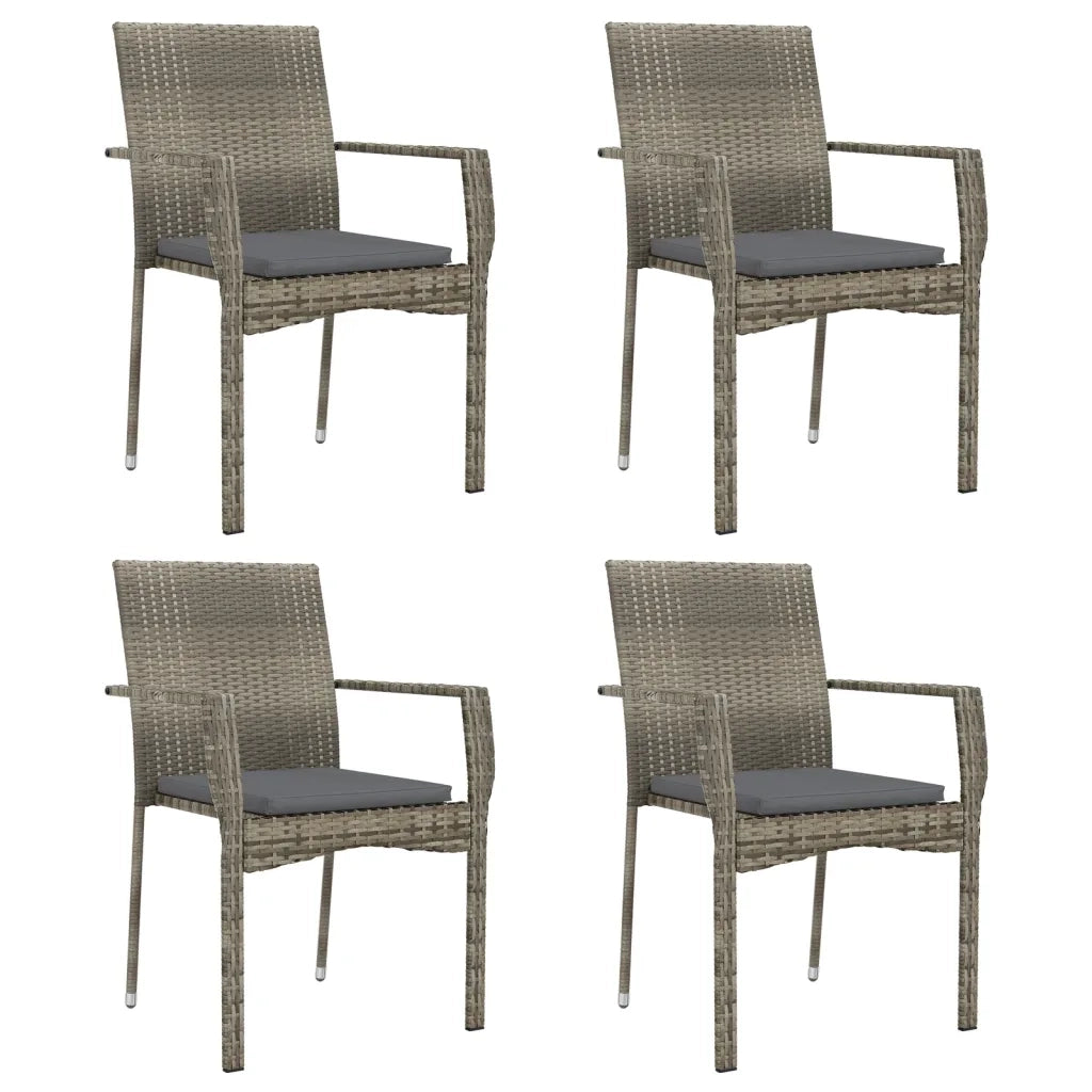 Set da Pranzo da Giardino 5 pz con Cuscini in Polyrattan Grigio 3184995