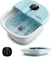 Pediluvio Massaggiatore Piedi Elettrico, Idromassaggiatore Plantare Pieghevole con Riscaldamento e Telecomando, 3 Temperature Regolabili (blu)