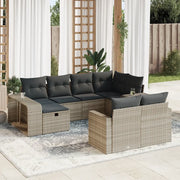 Set Divano Giardino 10 pz con Cuscini Grigio Chiaro Polyrattan 3326066