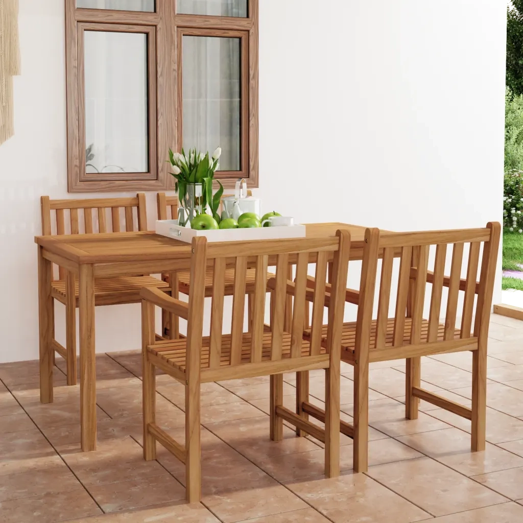 Set da pranzo da giardino 5 pz 180x90 cm in legno massello di teak