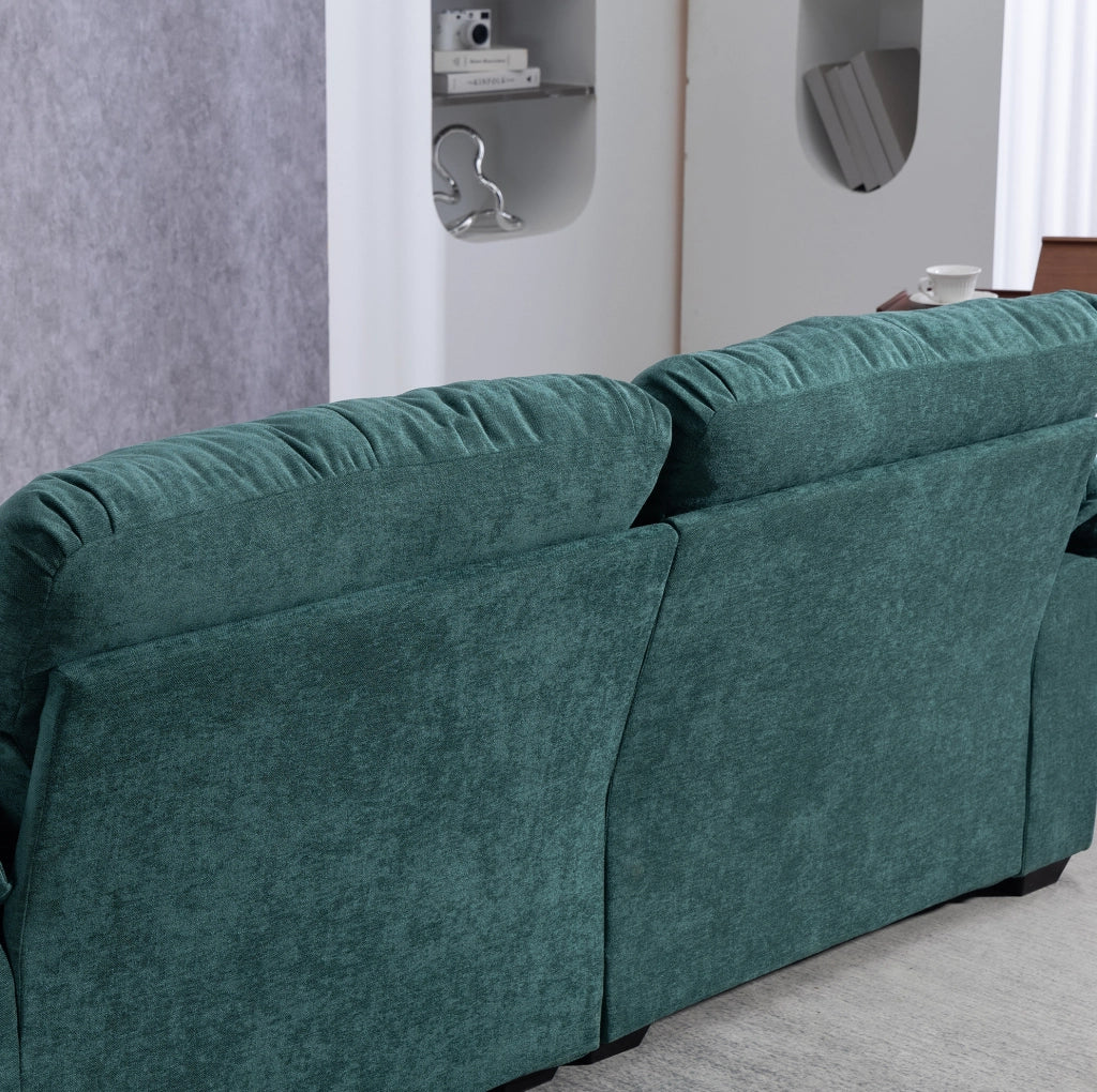 Set divani in chenille 2 pezzi: poltrona singola e divano a 2 posti con imbottitura a doppio strato e cuscini decorativi
