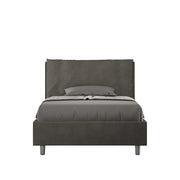 Letto 1 Piazza E Mezzo 130x210 cm con Rete Imbottito in Microfibra Antea Large Grigio