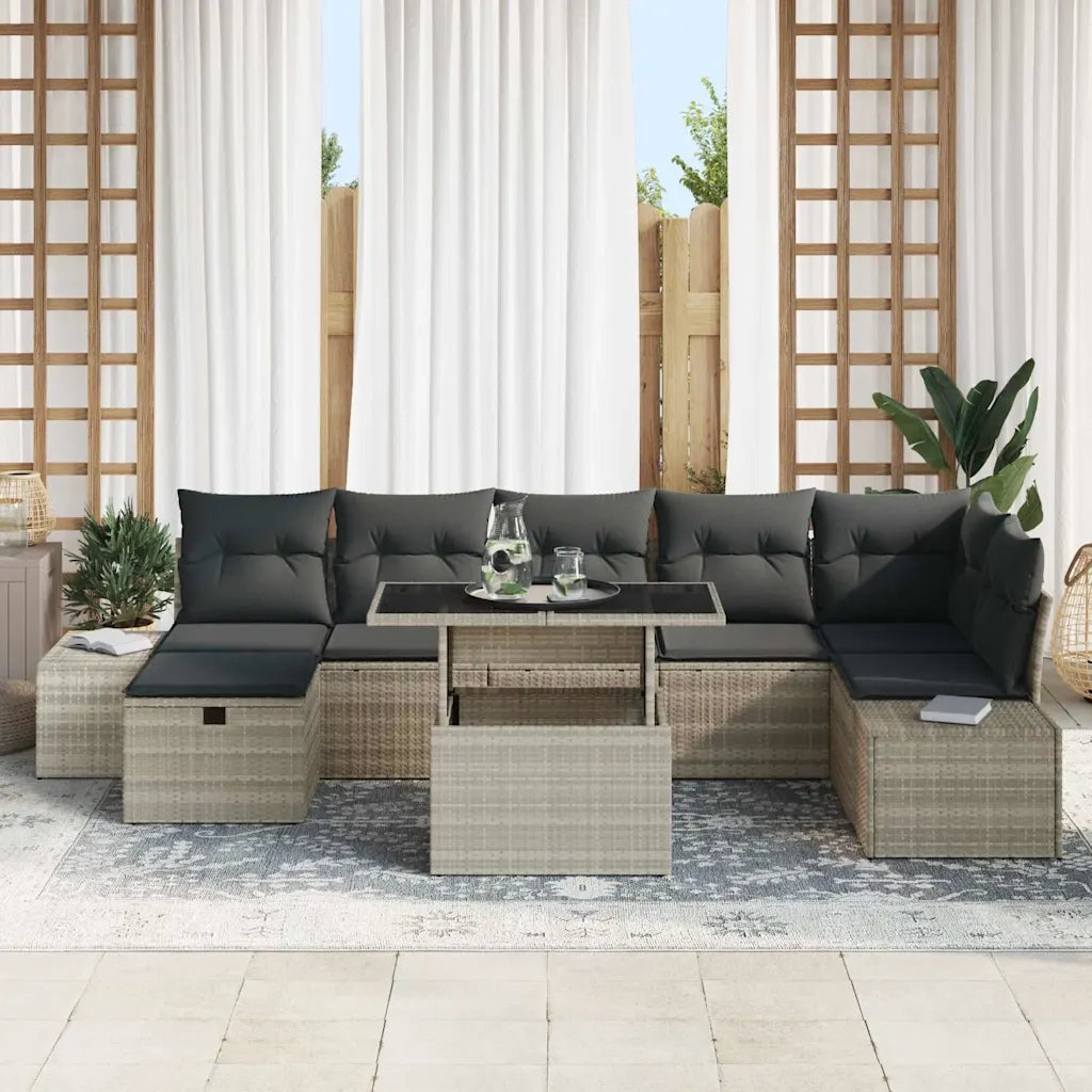 Set Divano da Giardino 8 pcs Grigio chiaro Poly Rattan 3359889