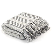 Copriletto in Cotone a Righe 220x250 cm Grigio e Bianco 245329