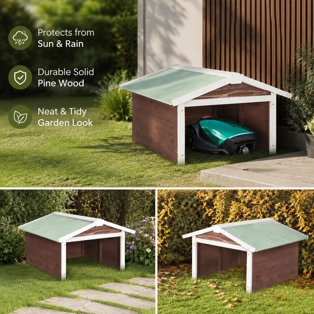Robot Lawnmower Garage 72x87x50 Cm Mocha White Fir Wood