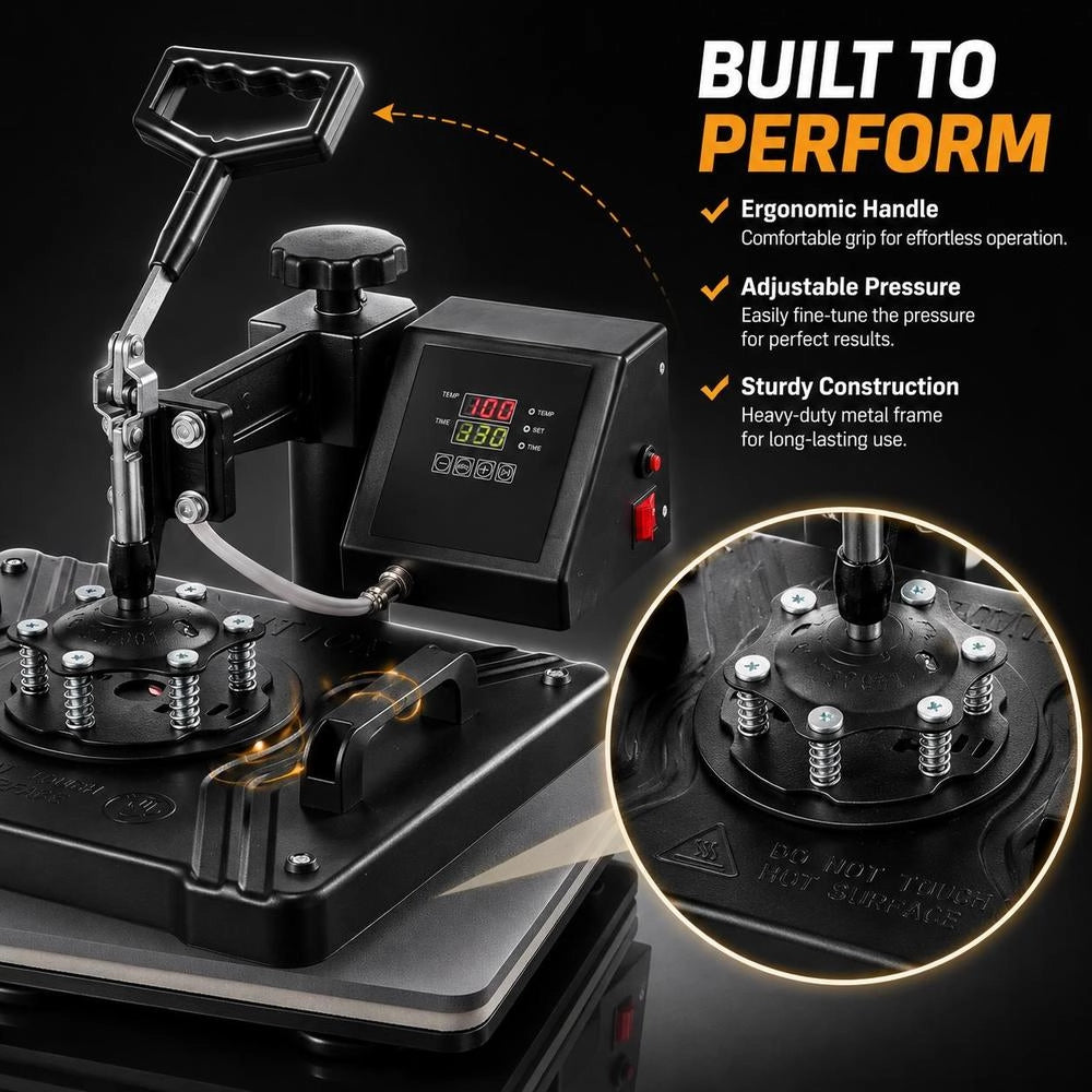 5-in-1 Heat Press Machine 38x30cm T-shirt Press Machine DIY Heat Press With Digital LED Temperature And Time Controller