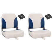 Set di 2 Sedili Pieghevoli per Barca con Cuscino Blu-Bianco 272242