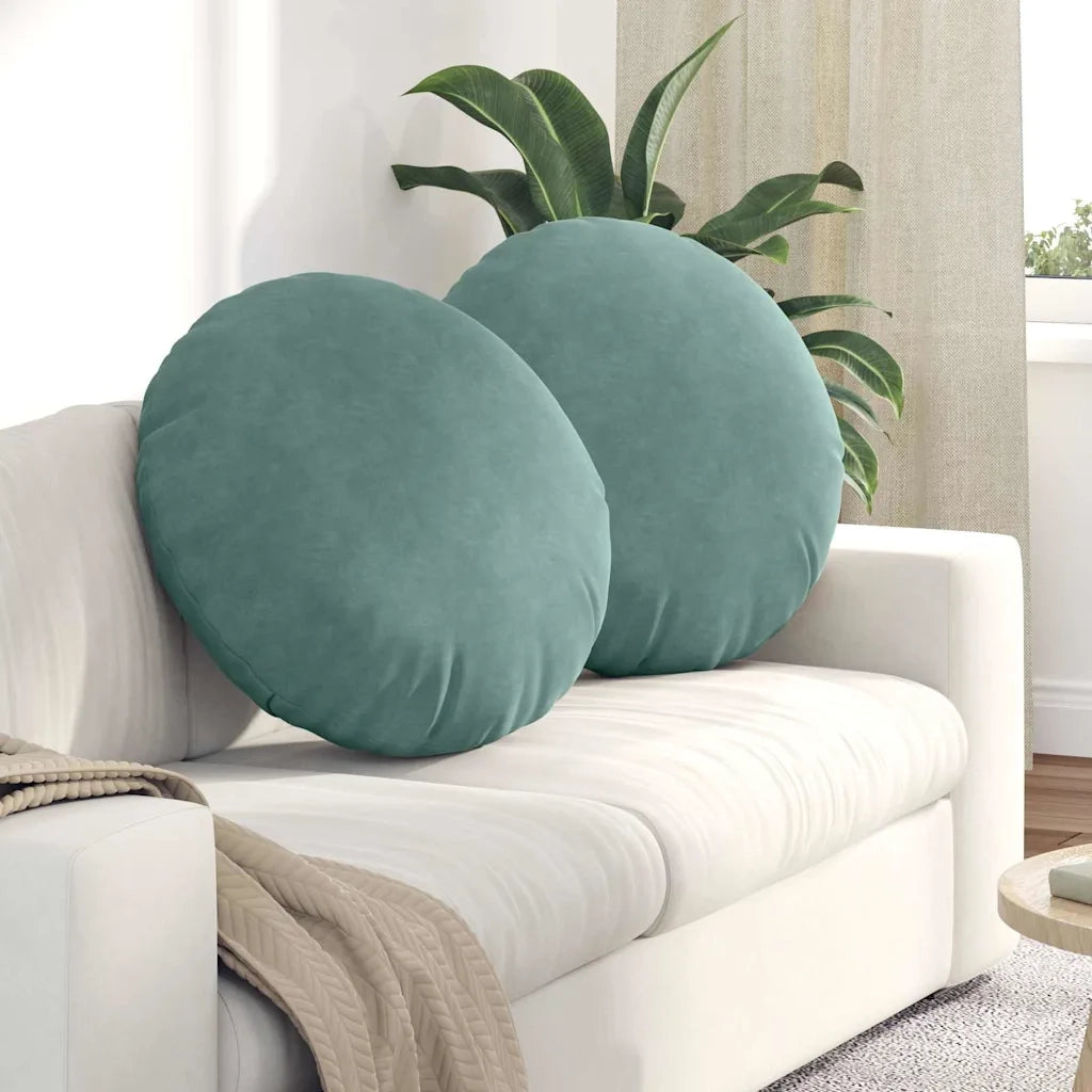 Cuscini per Seduta 2 pcs Verde Mare Ø60 x 21 cm Velluto 42014221