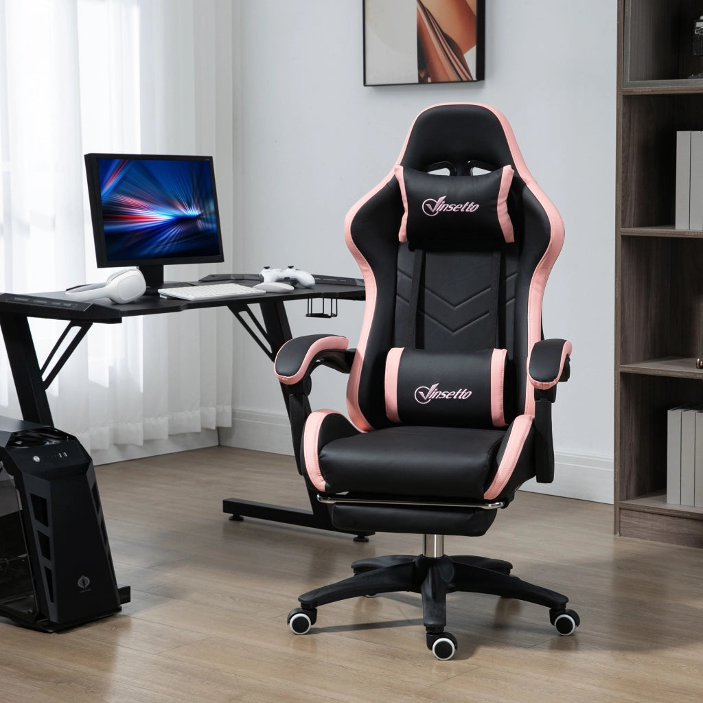 Sedia da ufficio gaming ¨C Xylo ¨C rosa nero con supporto lombare e testa