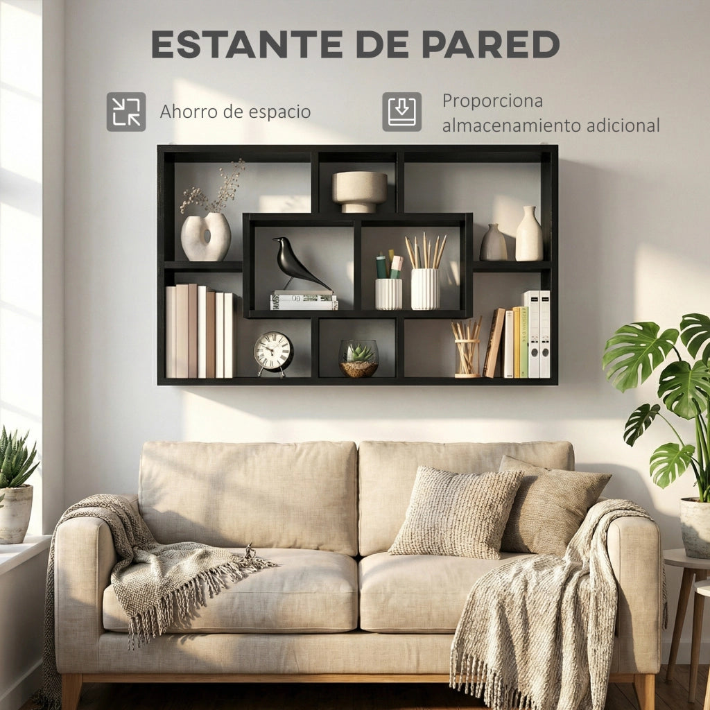 Libreria a Muro con 8 Cubi ¨C Xylo ¨C Nero 85x14,5x47,5 cm