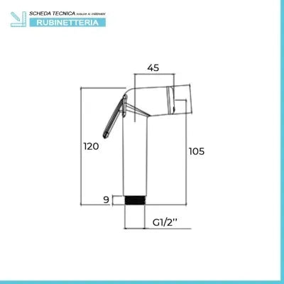 Doccino igienico cromato in abs con tasto shut-off