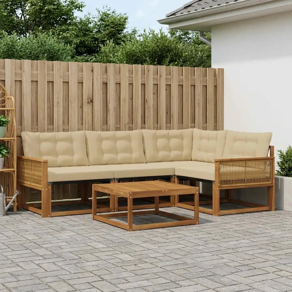 Set di divani da esterno 5 pz Naturale e Beige 3381413