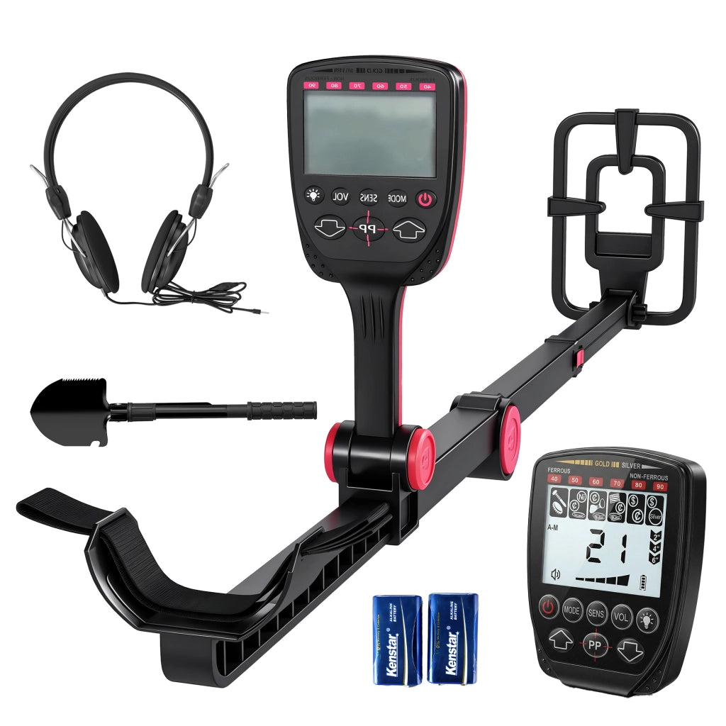 Metaldetector Pieghevole Impermeabile IP68 con Display LCD 4 Modalità Cuffie Pala e Borsa da Trasporto