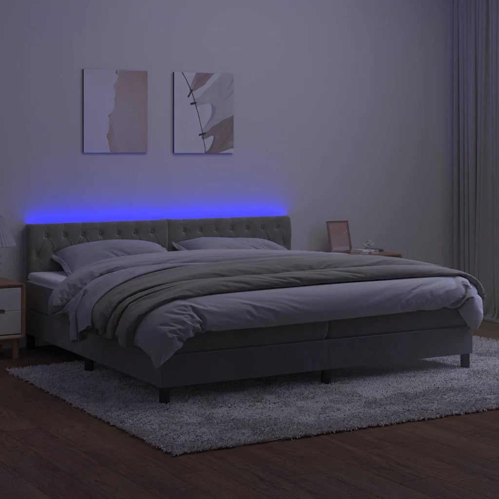 Letto a Molle con Materasso e LED Grigio Chiaro 200x200 cm 3134603
