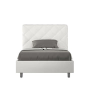 Letto Matrimoniale Francese 140x200 cm con Rete e Contenitore Priya Bianco