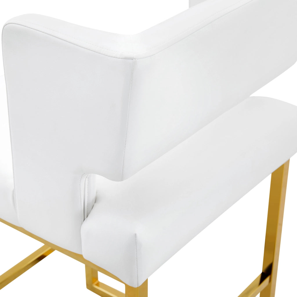 SGABELLO ALTO Quadrato 91,4 cm PU Bianco e Oro Set da 2 pezzi