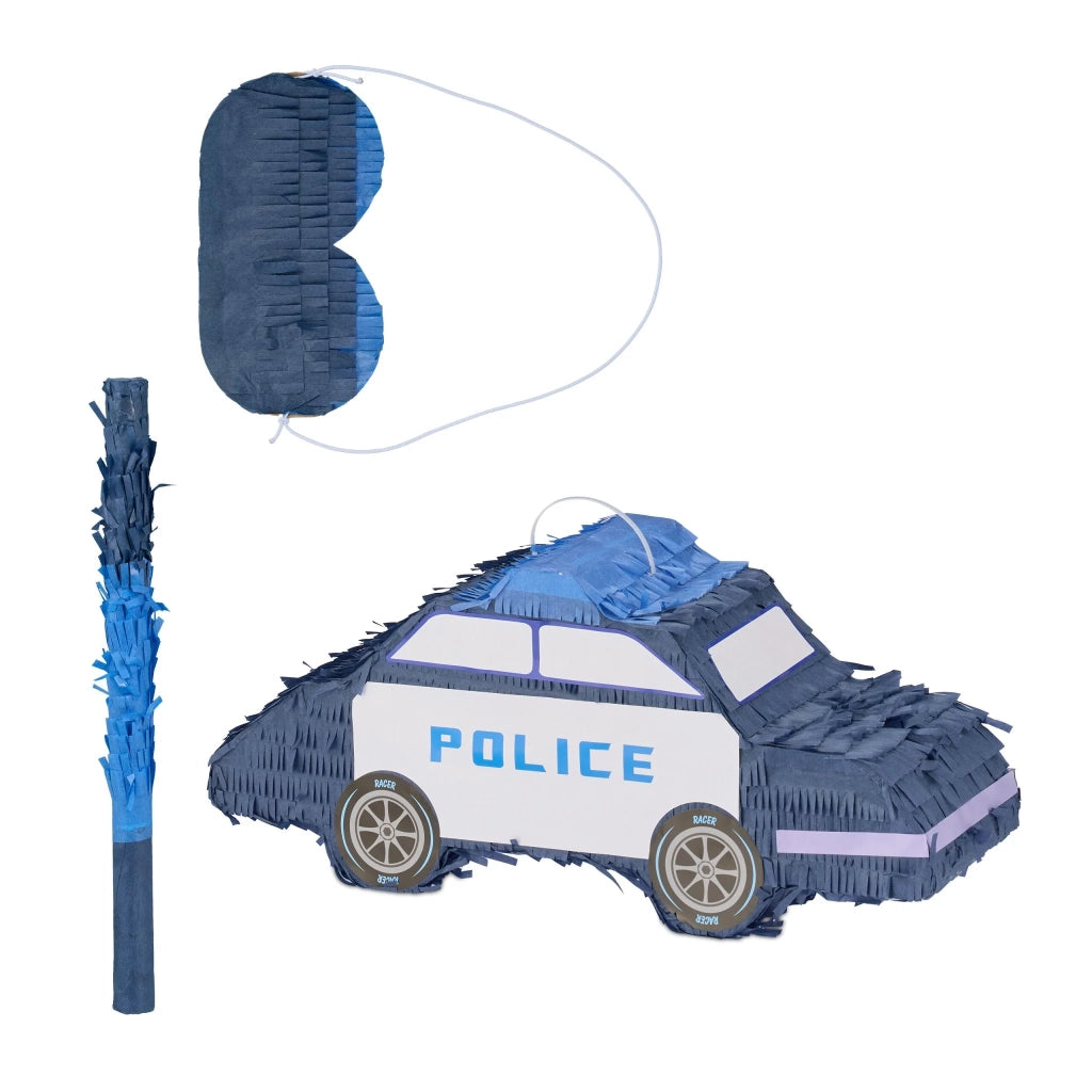 Pignatta a forma di auto della polizia da riempire per bambini e adulti 30 x 20 x 15 cm decorativa in carta multicolore 13_0016168