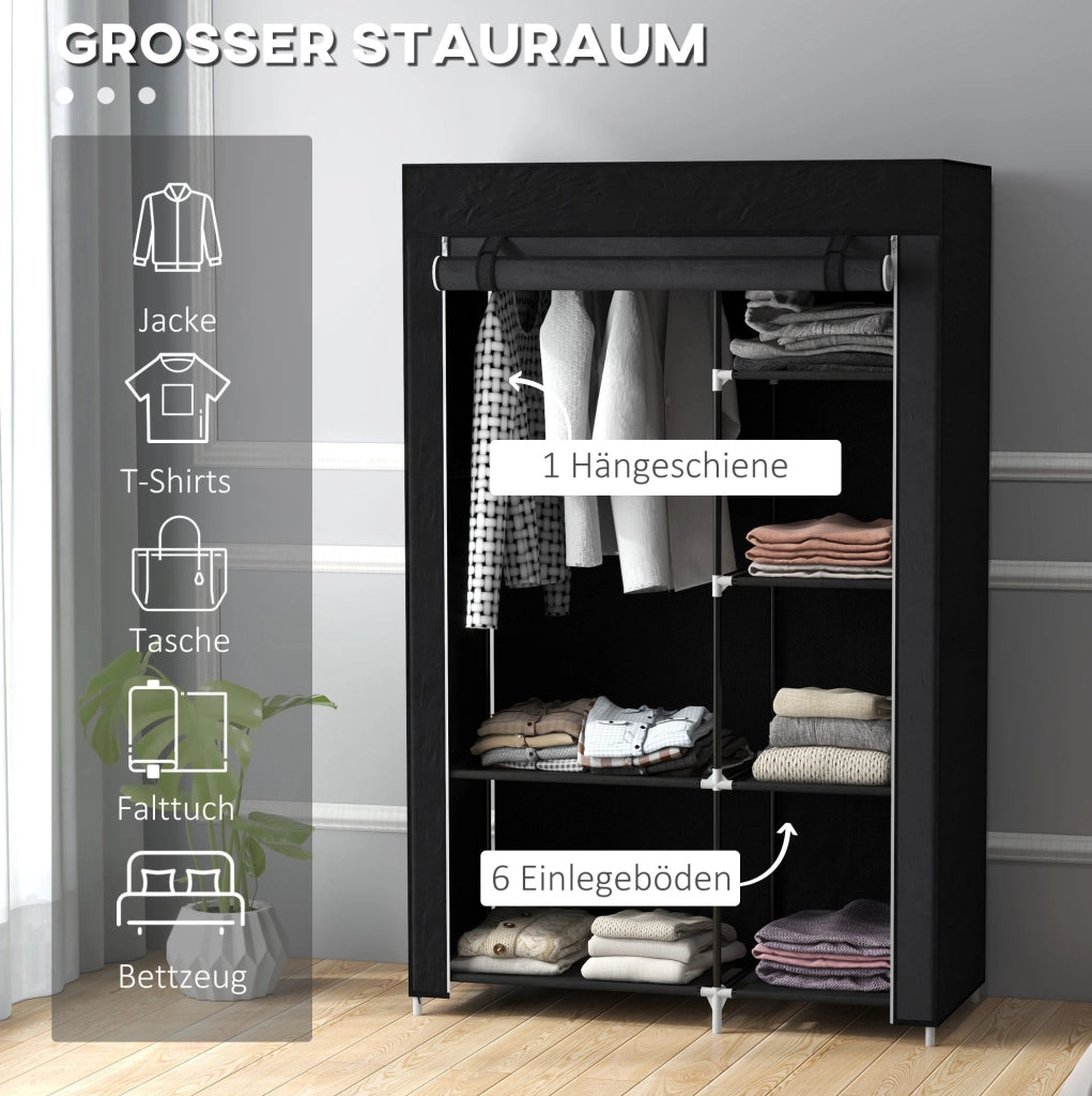 ARMADIO in tessuto 103x43x162,5 cm Nero Acciaio