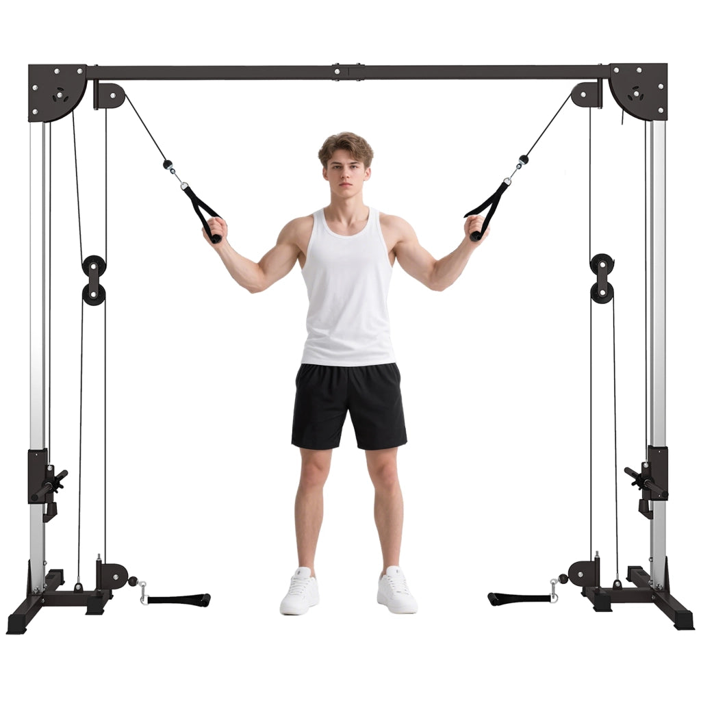 Stazione Fitness Crossover con Cavi per 1 o 2 Persone in Acciaio e Plastica, Power Rack Regolabile per Casa, Nero