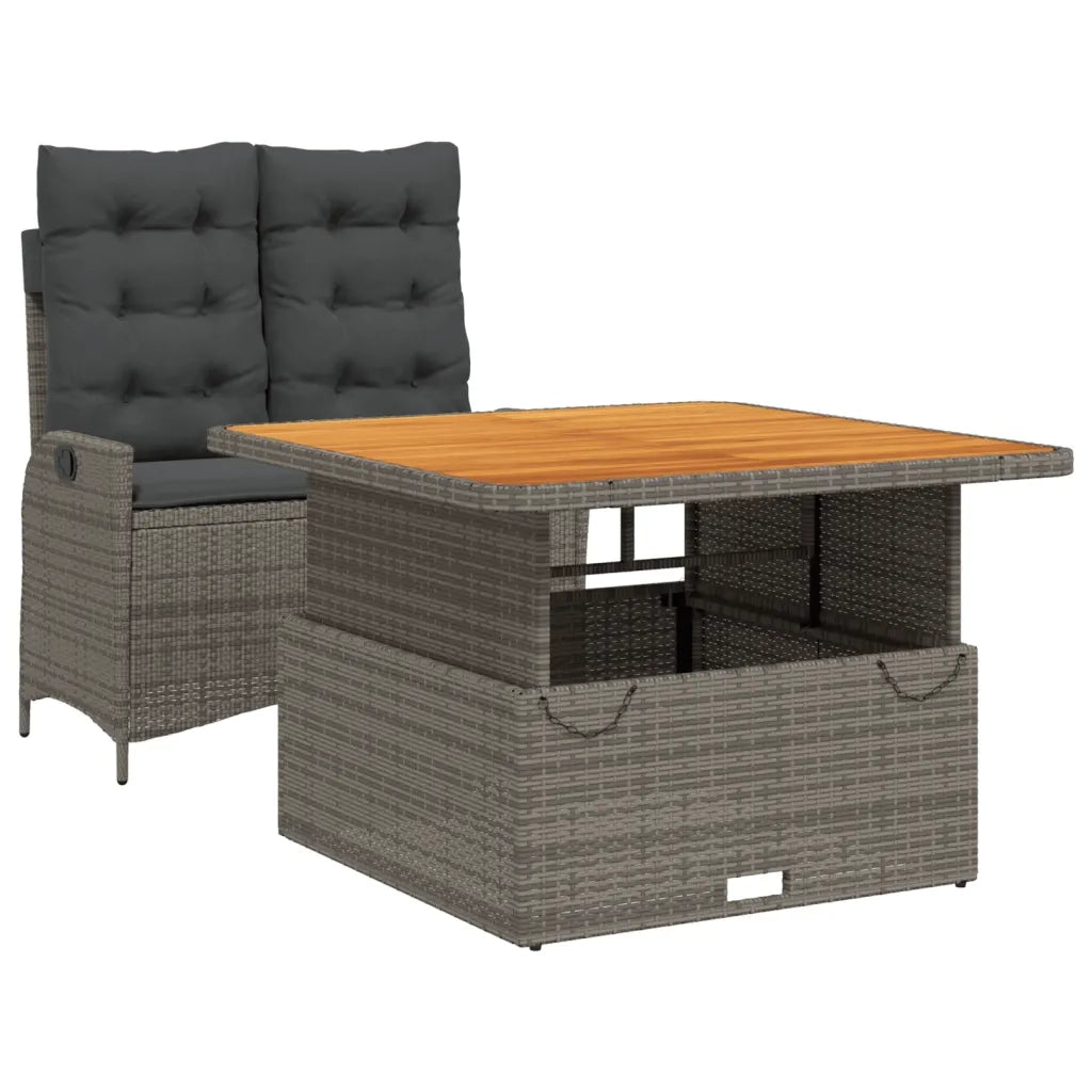 Set da Pranzo da Giardino 2 pz con Cuscini in Polyrattan Grigio 3277463