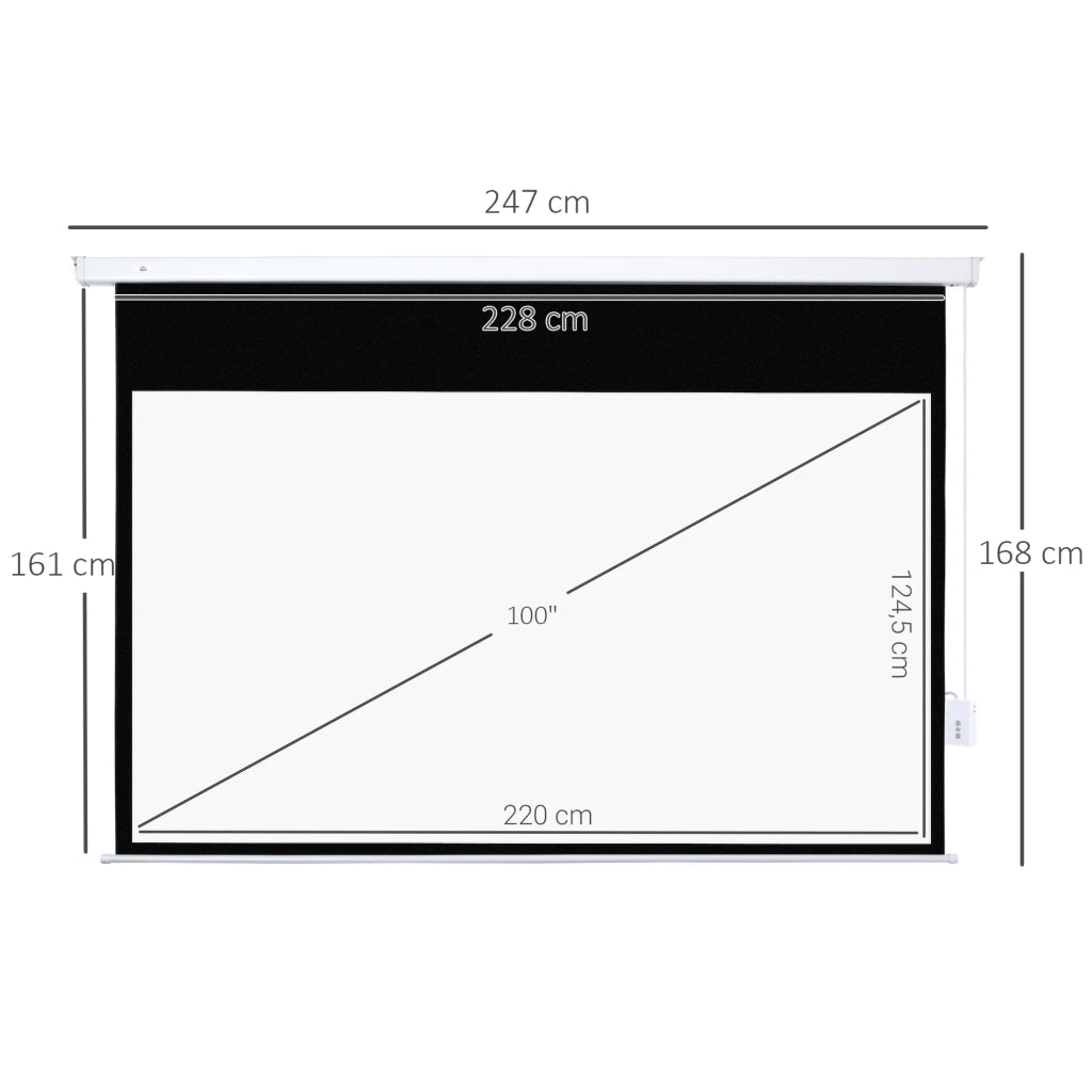 Schermo di proiezione motorizzato home theater 228 x 146 cm oscurante montaggio a parete o soffitto elegante in plastica bianca 21_0000011