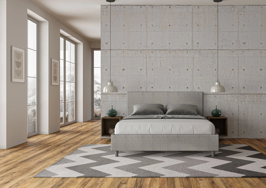 Letto Matrimoniale 160x210 cm con Rete Adele Labirinto 02 Grigio