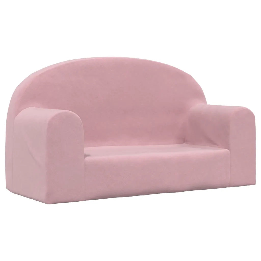 Divano per Bambini a 2 Posti Rosa in Morbido Peluche 357015