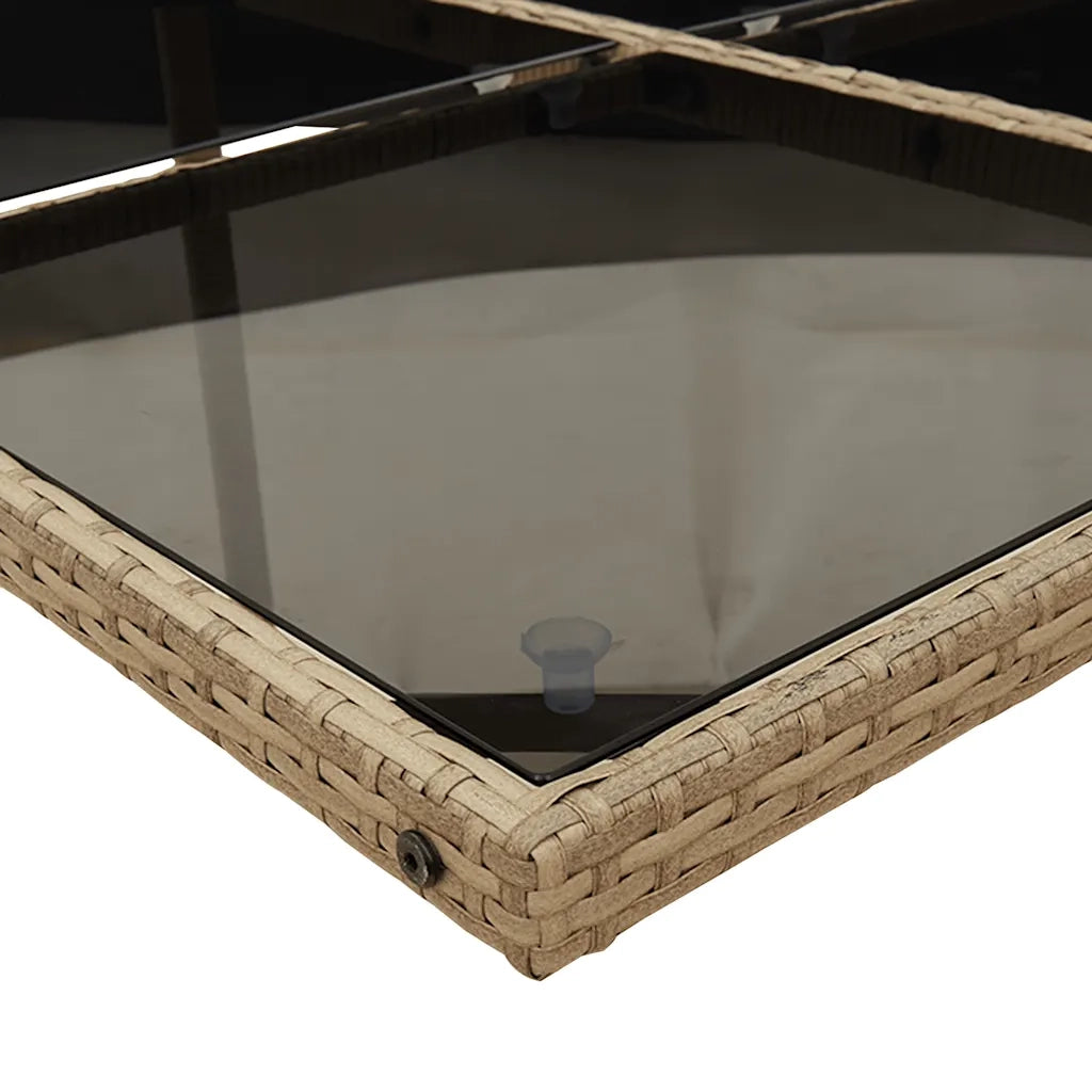 Set da Pranzo da Giardino 9 pz con Cuscini Beige in Polyrattan 3277785