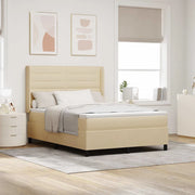 Letto a molle con materasso Crema 160 x 200 cm Tessuto