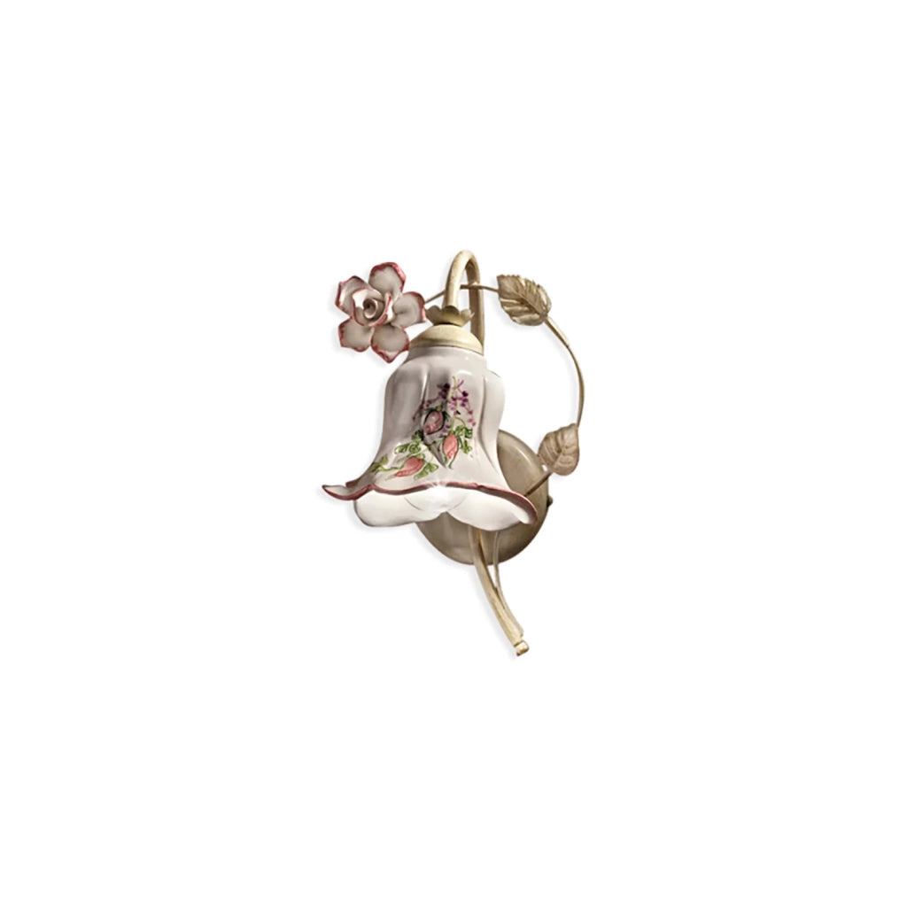 Applique Classica Pisa Metallo E Ceramica Bianco Sfumato Oro 1 Luce E14