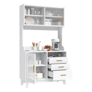 Credenza alta con ampio spazio contenitore e prese USB A e USB C per cucina e sala da pranzo 100.5×40×178 cm