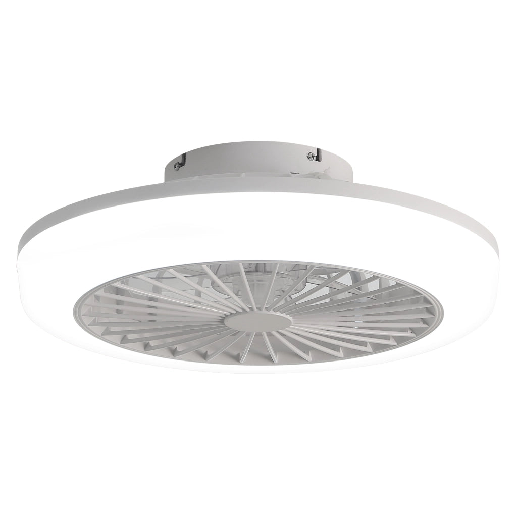 Ventilatore da soffitto 50 cm con LED 60 W dimmerabile e telecomando, ABS bianco