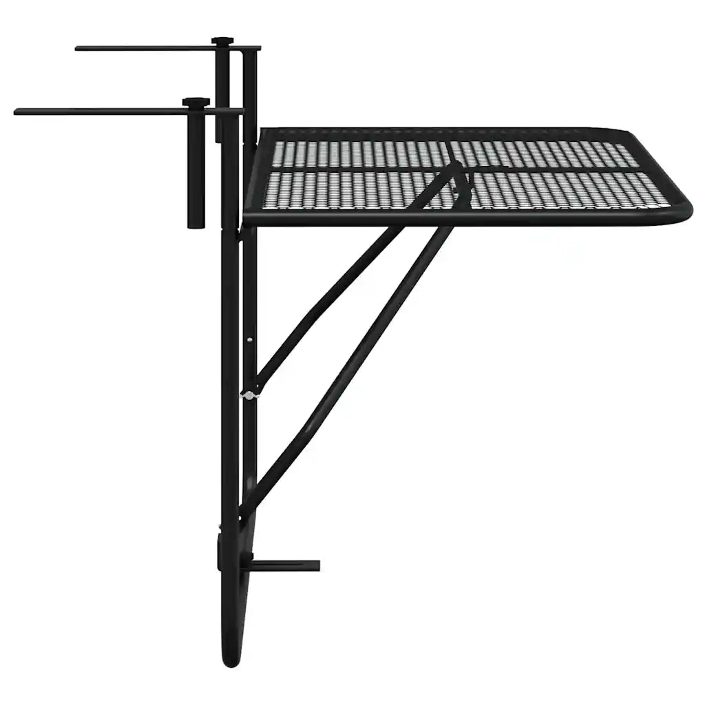 Tavolo da Balcone Nero 60x40 cm in Acciaio 325924