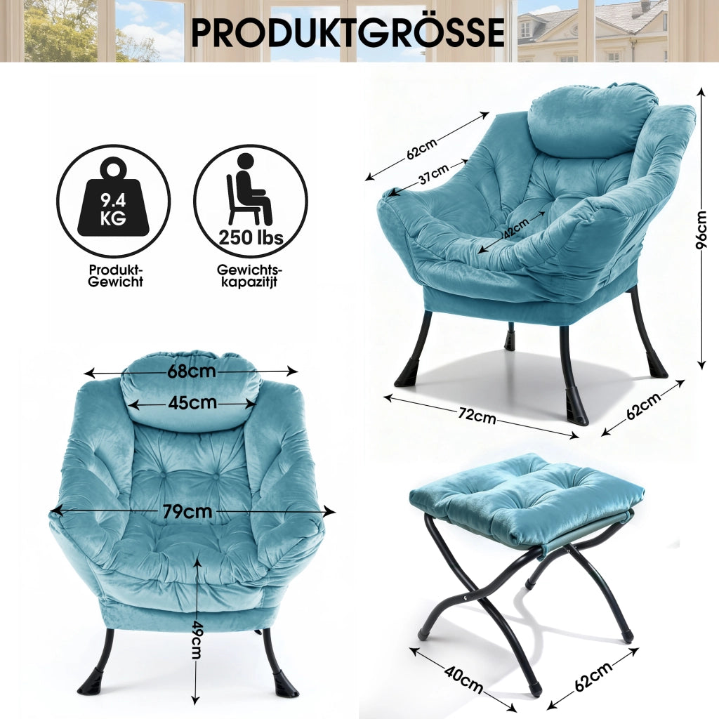 Poltrona Relax con Poggiapiedi e Braccioli ¨C Xylo ¨C Blu