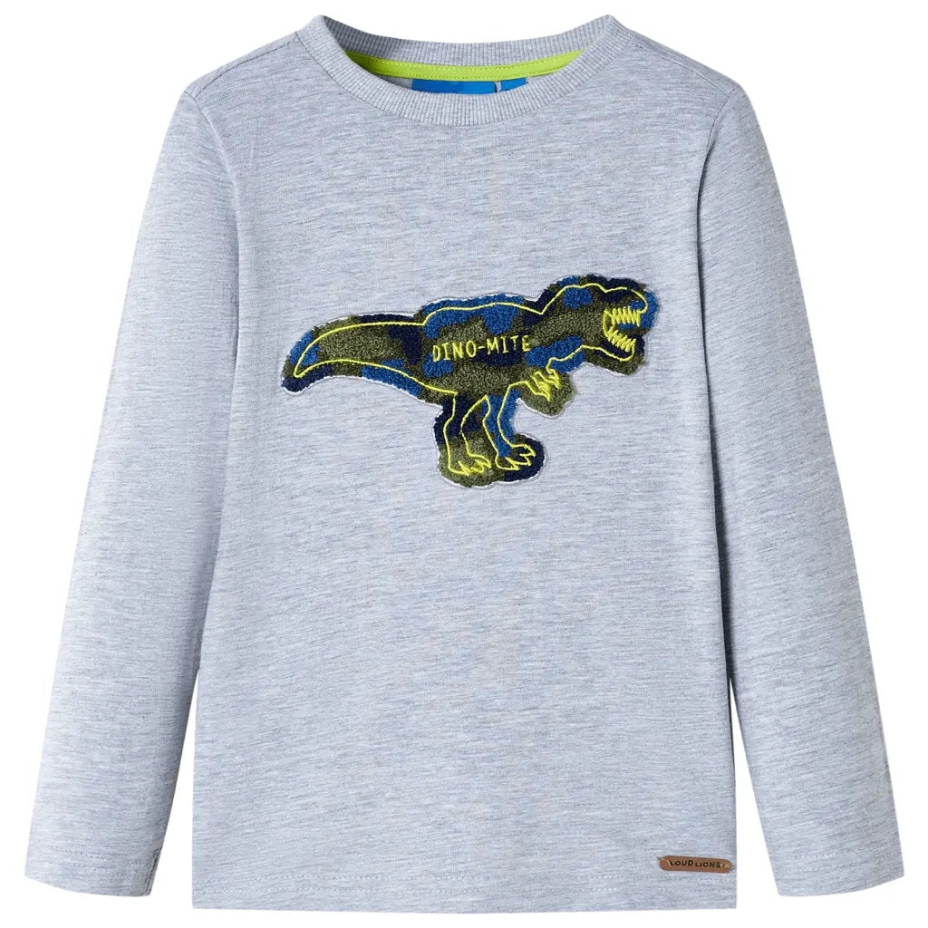 Maglietta Bambino a Maniche Lunghe Grigio Mélange 128 13262