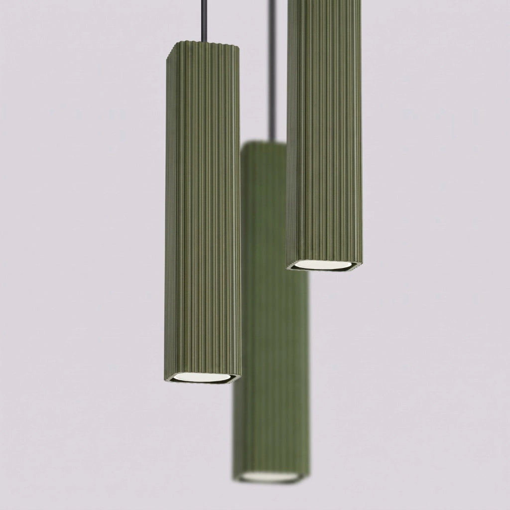 Lampada a sospensione RAYO 3P verde oliva
