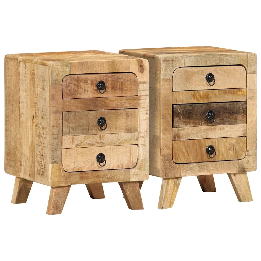 Comodini 2pz 37x32x50 cm in Legno Massello di Mango Grezzo 4104516