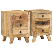 Comodini 2pz 37x32x50 cm in Legno Massello di Mango Grezzo 4104516