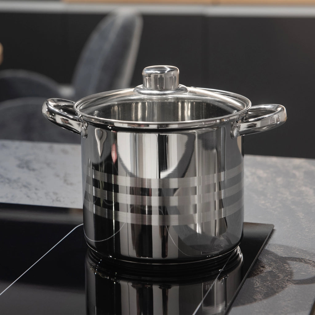 Pentola a induzione grande in acciaio inox KADAX con coperchio, gas, 24 cm, 9 l, acciaio di alta qualità